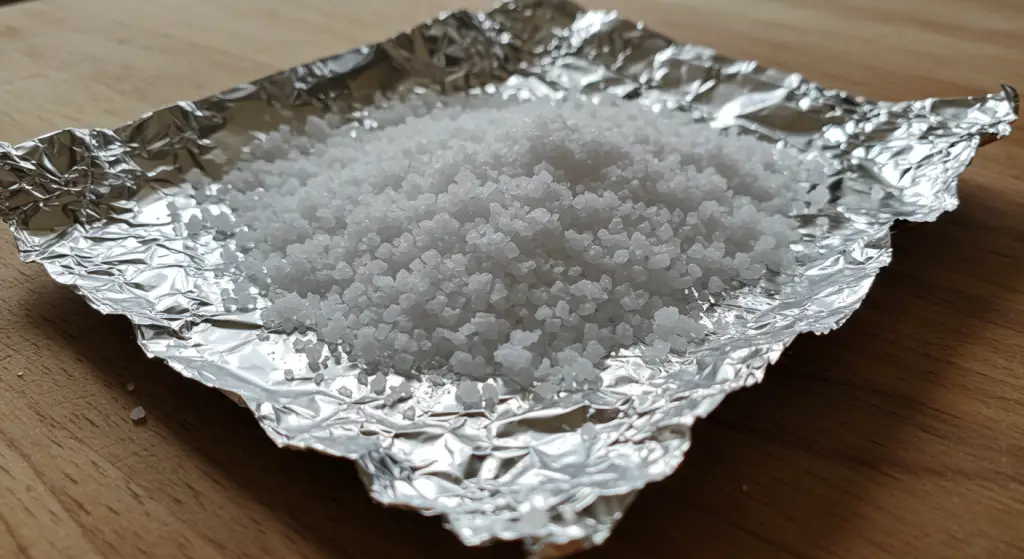Aluminum and coarse salt: the combination that solves a lot of household problems.