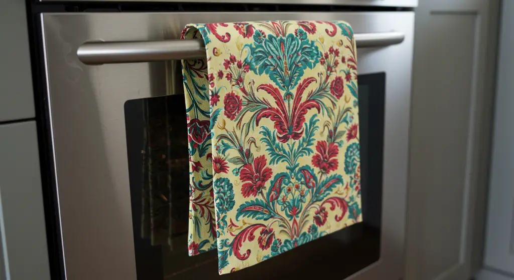 Tea towel on the oven door, you should never do it: this is the reason